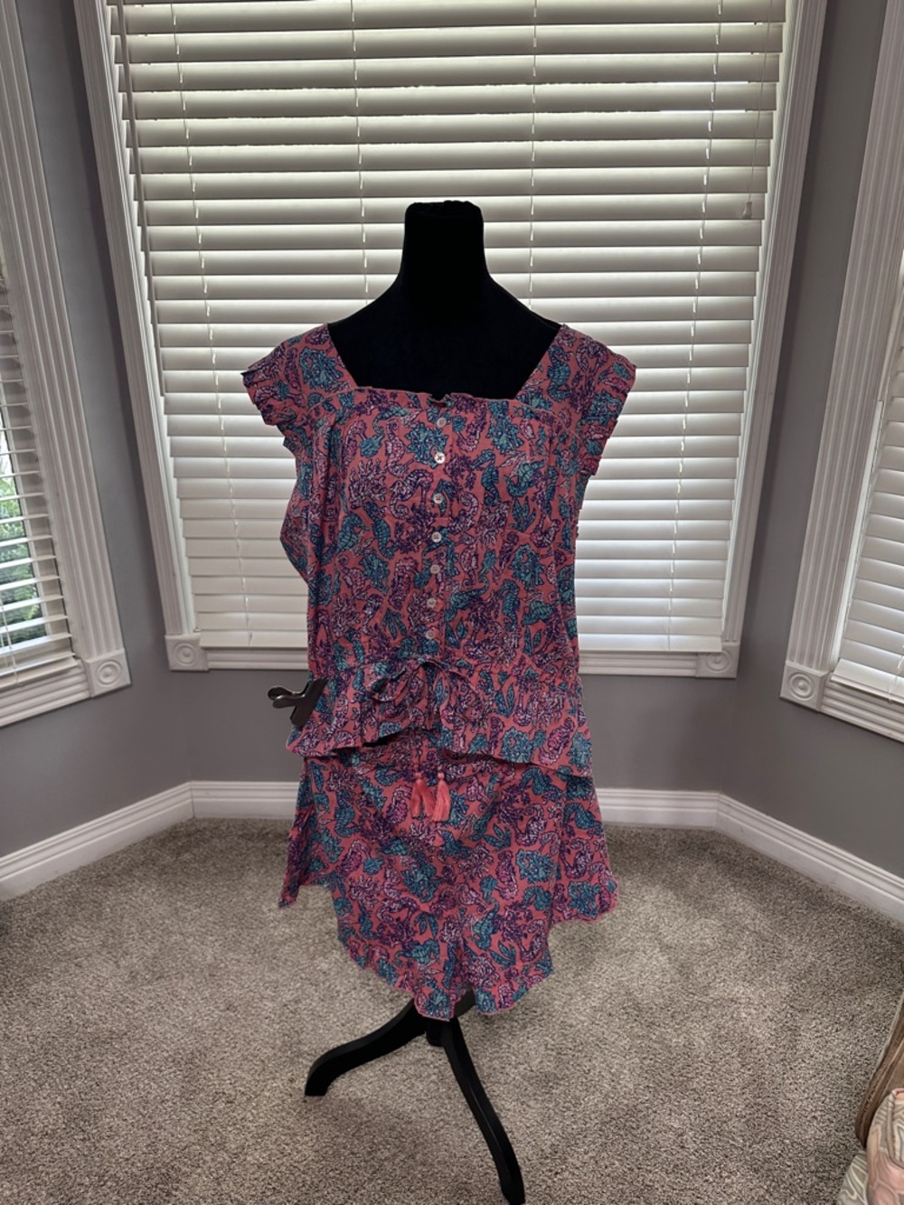 Simply Southern Pink and Blue Paisley Shorts and matching Top